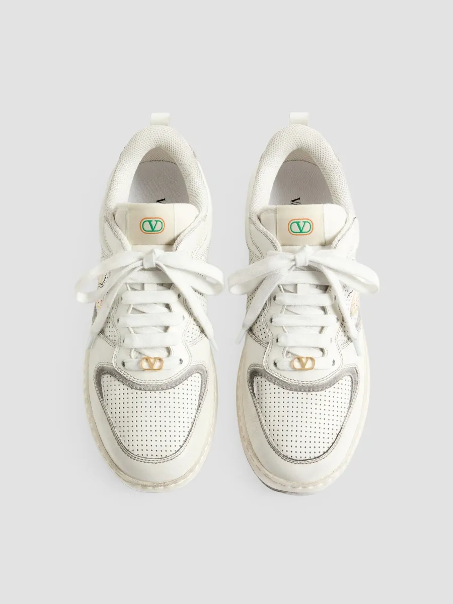 Valentino Men's Riseone Sneakers in Nappa Calfskin with Butterfly Embroidery - White Multicolor | Thumbnail 4 Valentino Men's Riseone Sneakers in Nappa Calfskin with Butterfly Embroidery - White Multicolor | Thumbnail 4