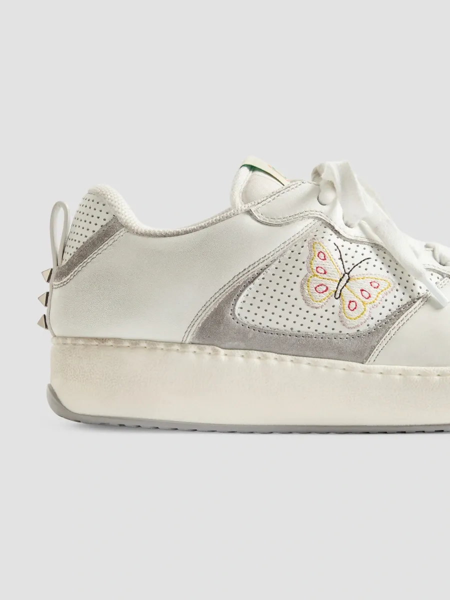 Valentino Men's Riseone Sneakers in Nappa Calfskin with Butterfly Embroidery - White Multicolor | Thumbnail 6 Valentino Men's Riseone Sneakers in Nappa Calfskin with Butterfly Embroidery - White Multicolor | Thumbnail 6