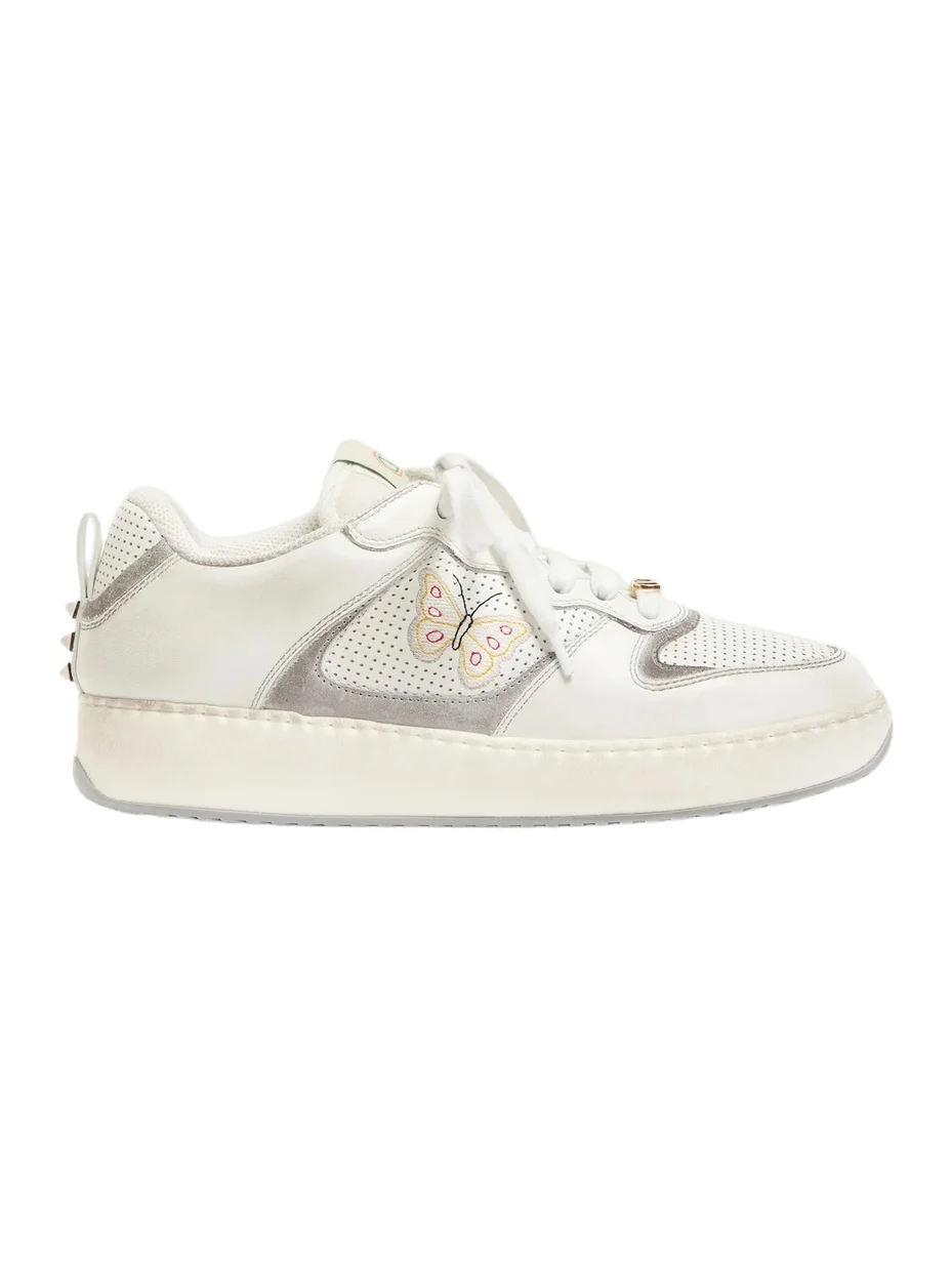 Men's Riseone Sneakers in Nappa Calfskin with Butterfly Embroidery - White Multicolor Men's Riseone Sneakers in Nappa Calfskin with Butterfly Embroidery - White Multicolor