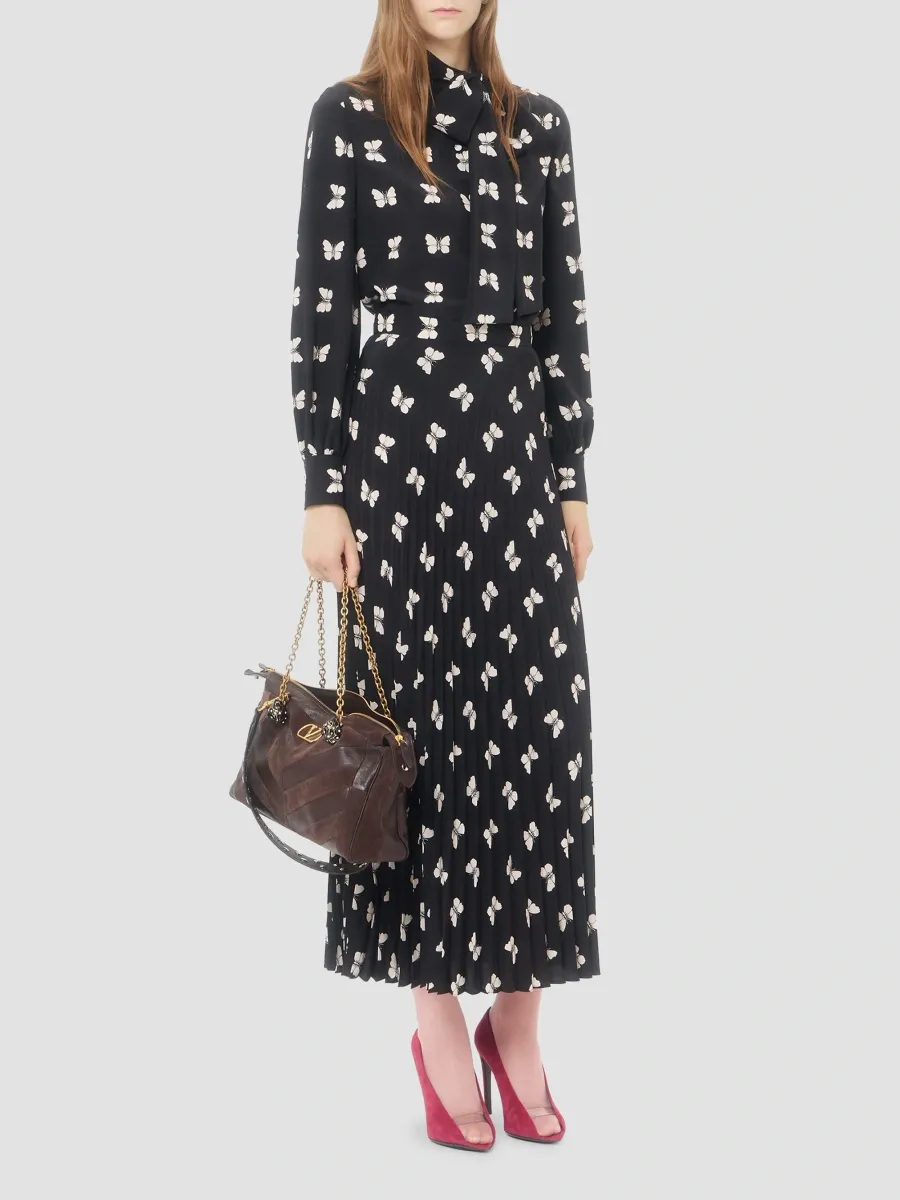 Valentino Women's Midi Skirt in Butterflow Print Crepe De Chine | Thumbnail 2 Valentino Women's Midi Skirt in Butterflow Print Crepe De Chine | Thumbnail 2