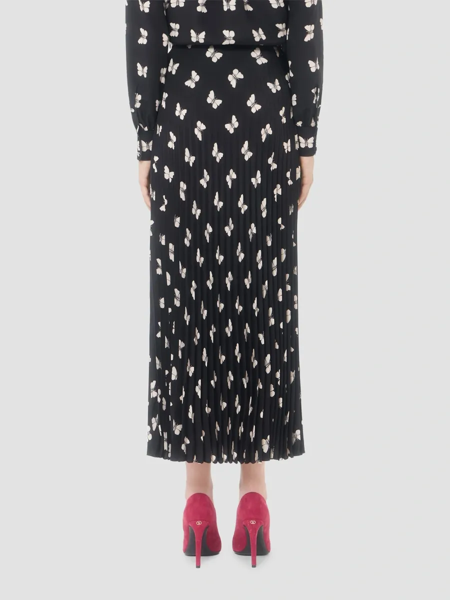 Valentino Women's Midi Skirt in Butterflow Print Crepe De Chine | Thumbnail 5 Valentino Women's Midi Skirt in Butterflow Print Crepe De Chine | Thumbnail 5