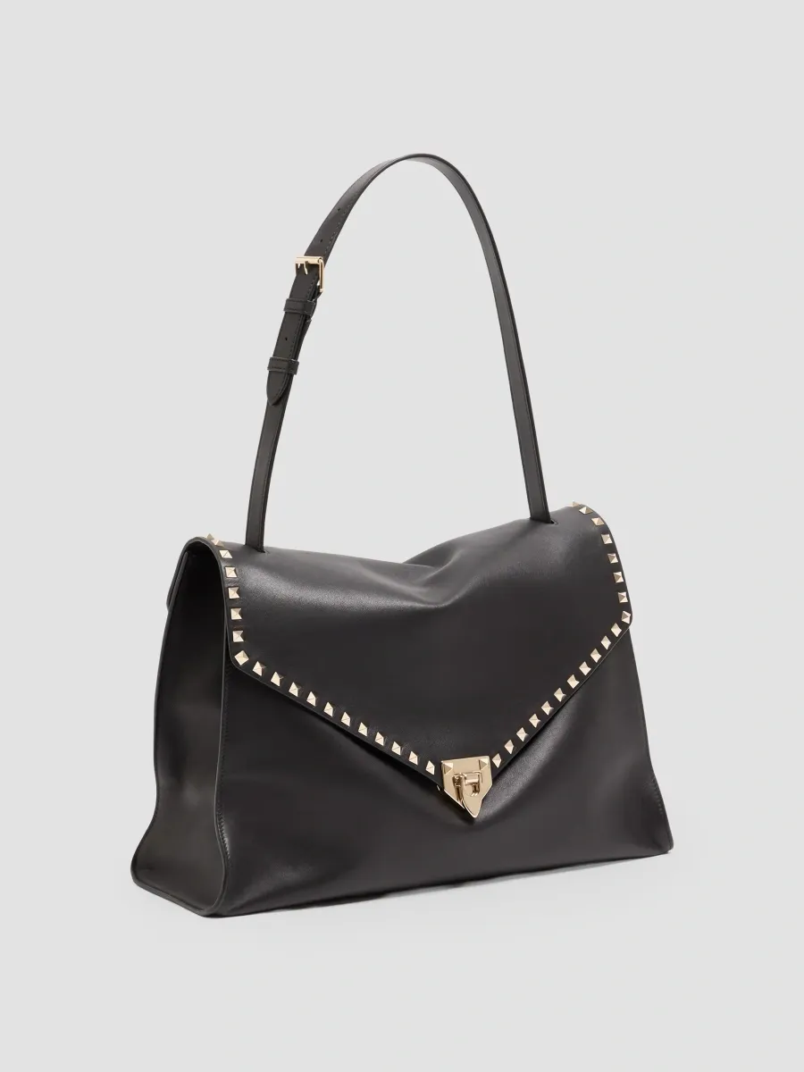 Valentino Women's Rockstud Maxxing Large Shoulder Bag in Smooth Calfskin - Black | Thumbnail 3