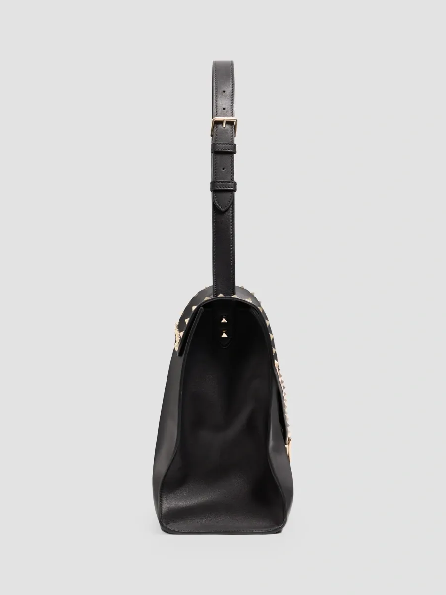 Valentino Women's Rockstud Maxxing Large Shoulder Bag in Smooth Calfskin - Black | Thumbnail 4