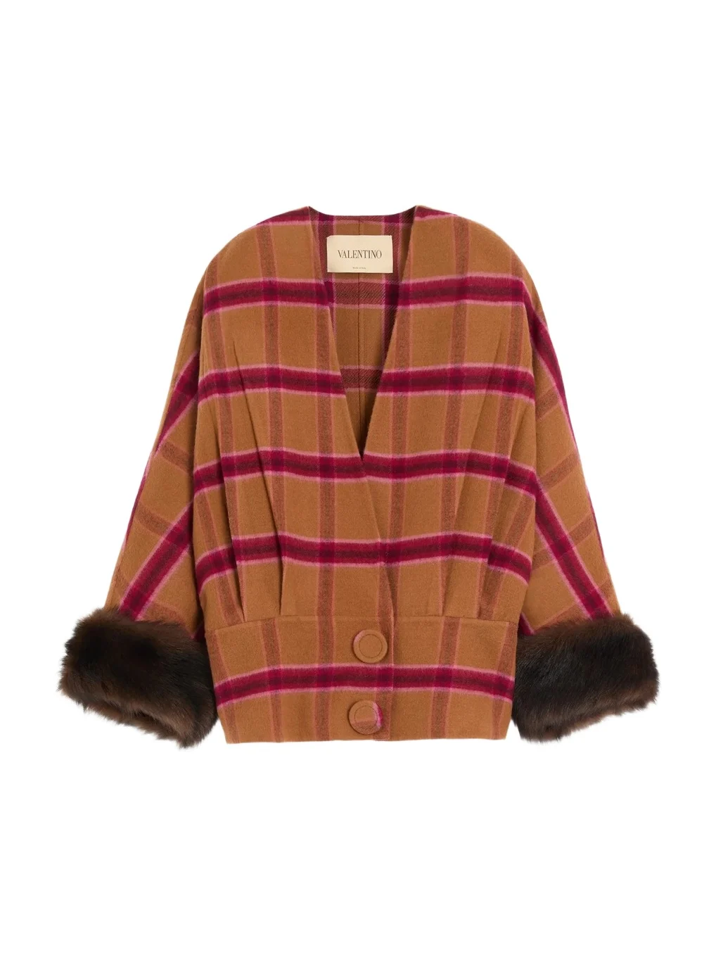 Women's Peacoat in Macro Finestra with Shearling - Biscuit Cherry Red Women's Peacoat in Macro Finestra with Shearling - Biscuit Cherry Red