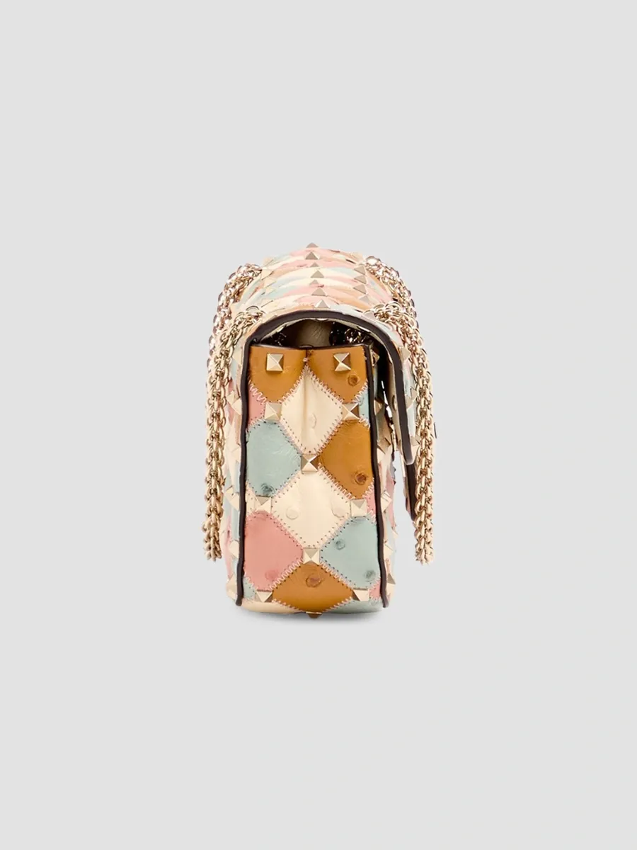 Valentino Women's Rockstud Spike Small Shoulder Bag with Ostrich Patchwork - Multicolored | Thumbnail 6