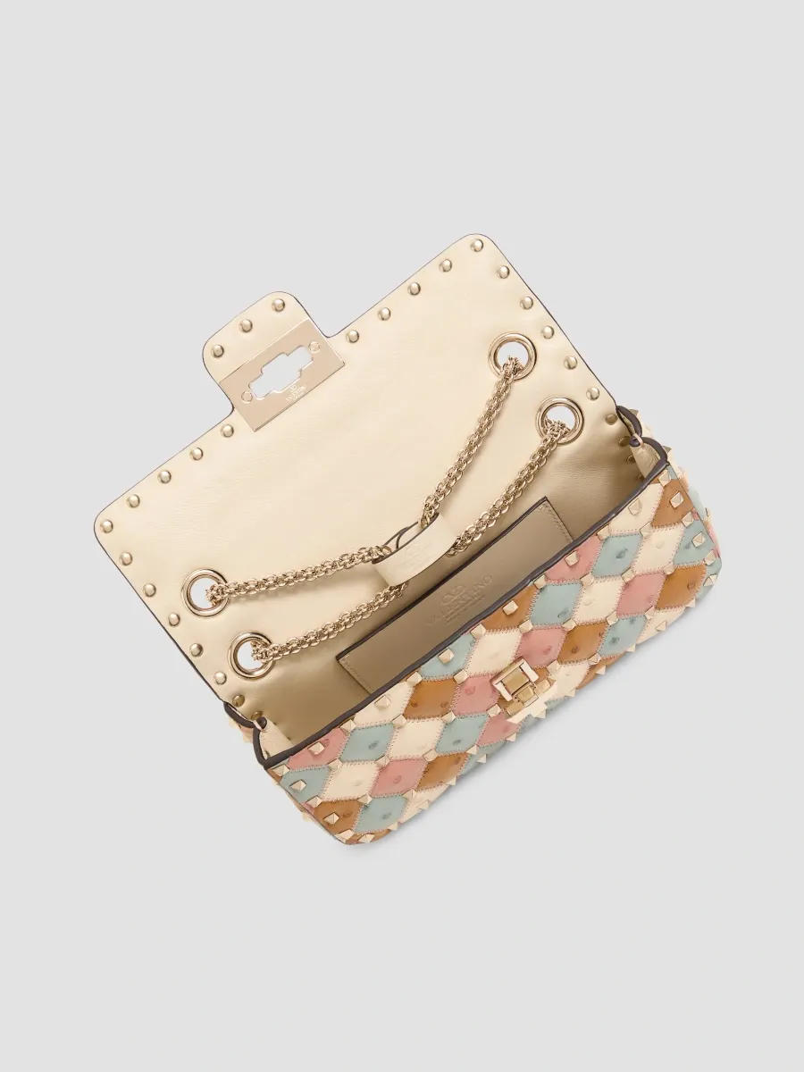 Valentino Women's Rockstud Spike Small Shoulder Bag with Ostrich Patchwork - Multicolored | Thumbnail 7