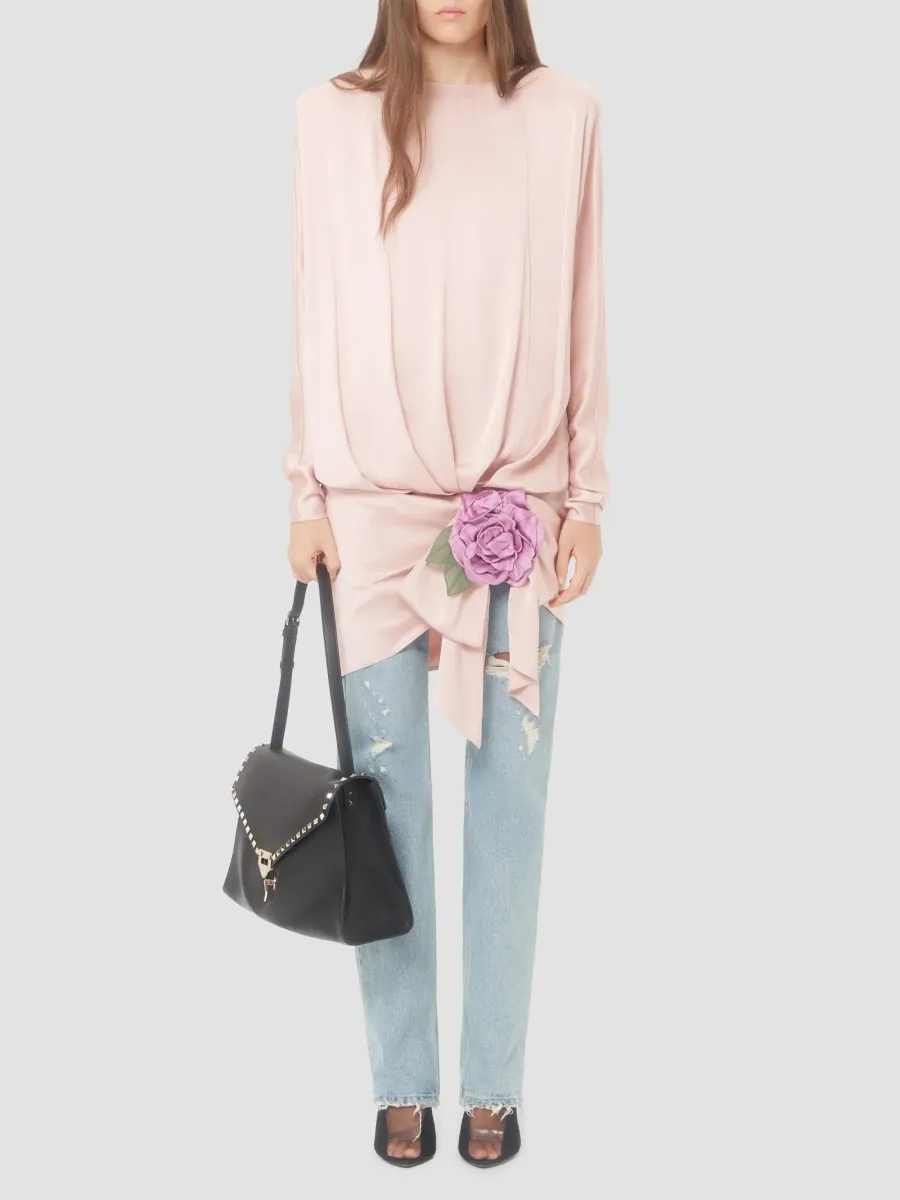 Valentino Women's Mini Dress in Cady Satin - Pink | Thumbnail 2