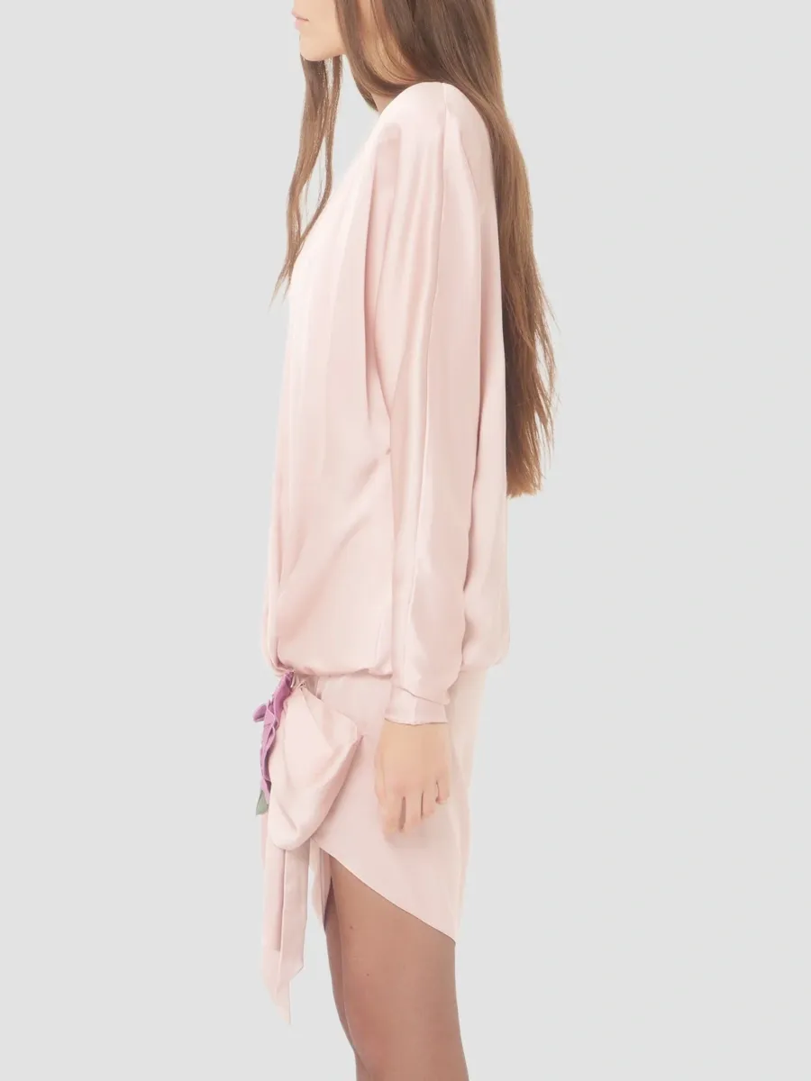 Valentino Women's Mini Dress in Cady Satin - Pink | Thumbnail 4