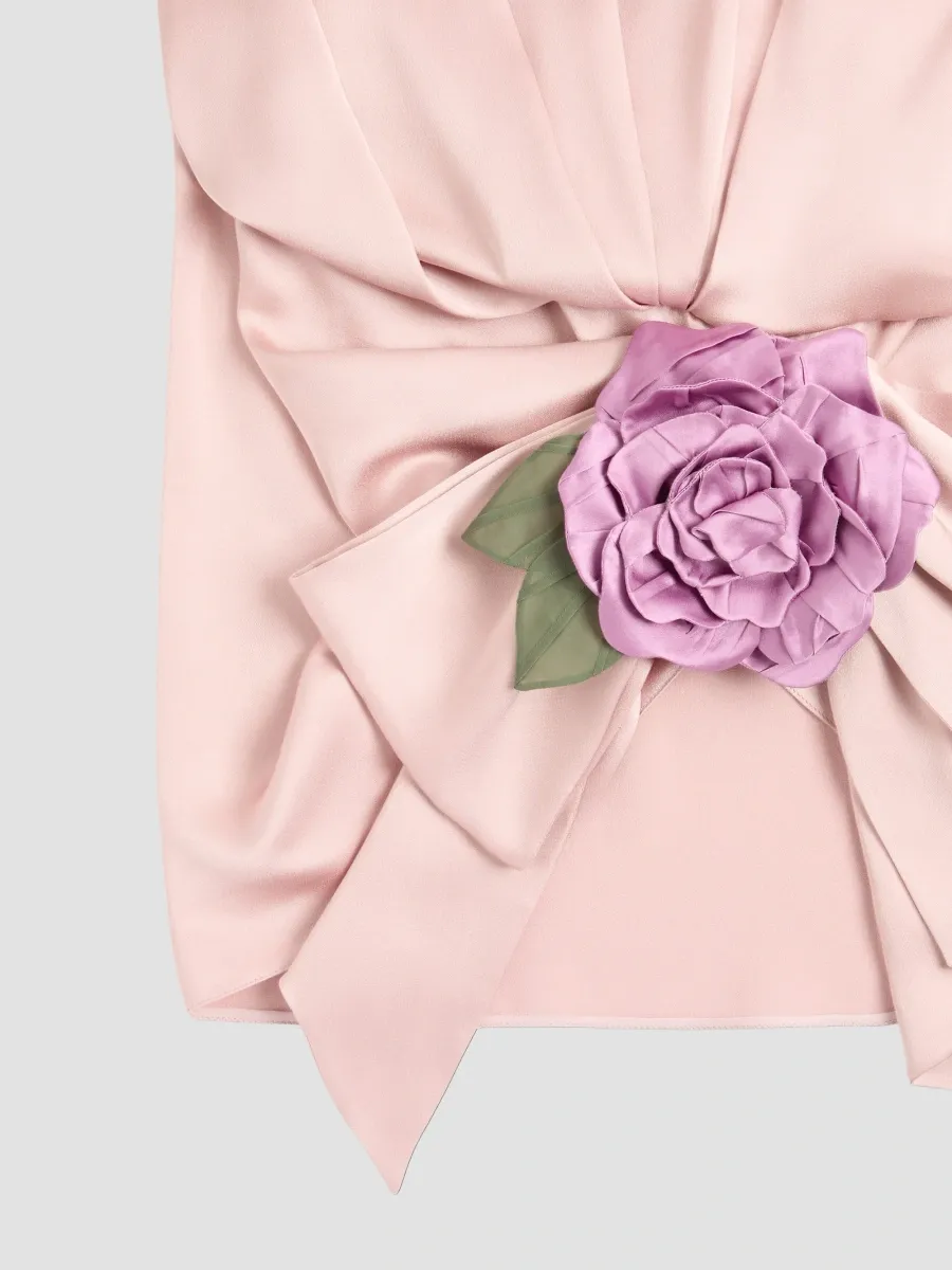 Valentino Women's Mini Dress in Cady Satin - Pink | Thumbnail 7