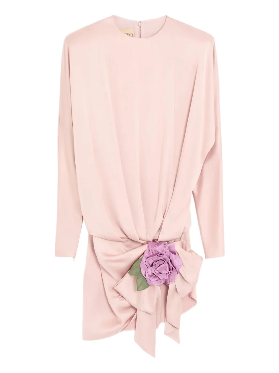 Women's Mini Dress in Cady Satin - Pink