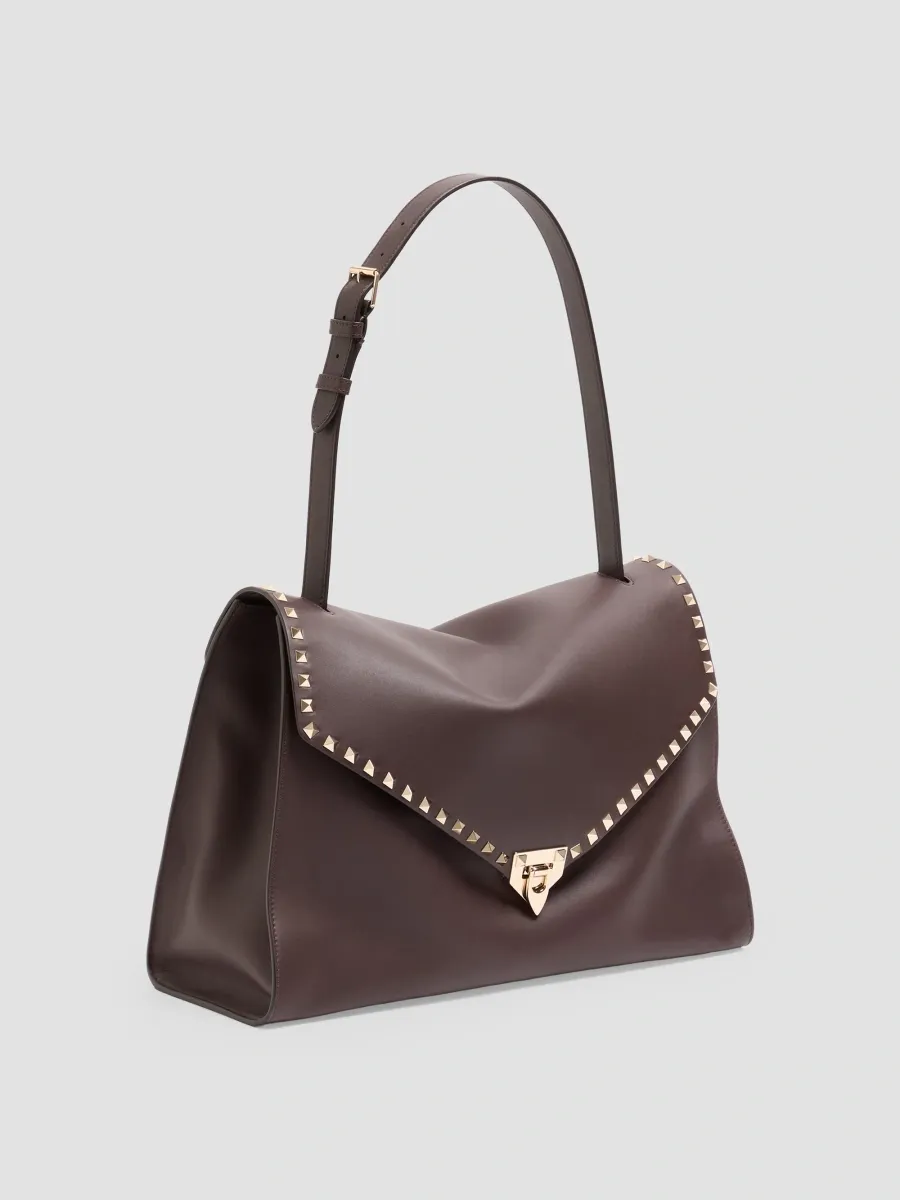 Valentino Women's Rockstud Maxxing Large Shoulder Bag in Smooth Calfskin - Testa Di Moro | Thumbnail 3 Valentino Women's Rockstud Maxxing Large Shoulder Bag in Smooth Calfskin - Testa Di Moro | Thumbnail 3
