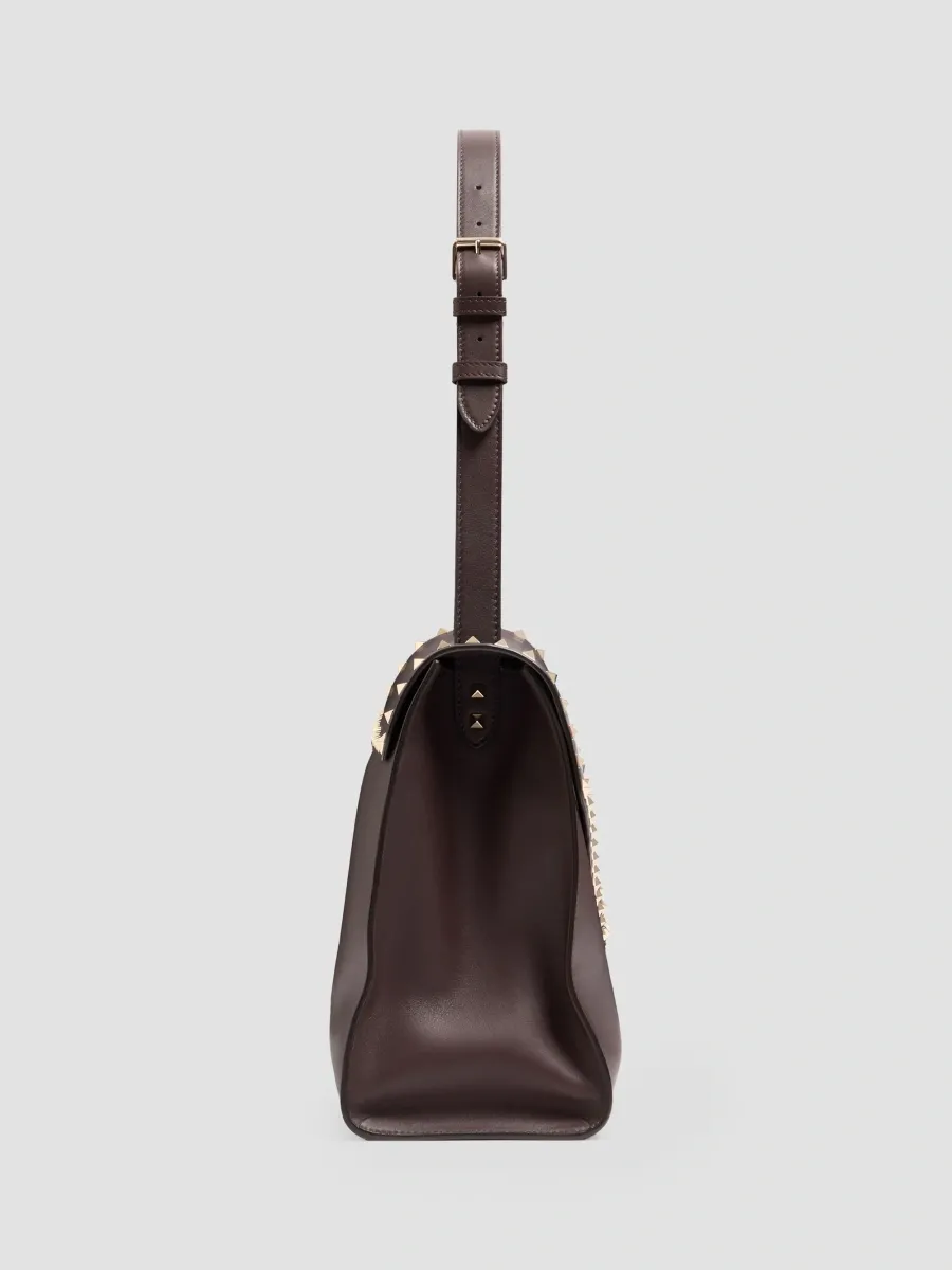 Valentino Women's Rockstud Maxxing Large Shoulder Bag in Smooth Calfskin - Testa Di Moro | Thumbnail 4 Valentino Women's Rockstud Maxxing Large Shoulder Bag in Smooth Calfskin - Testa Di Moro | Thumbnail 4