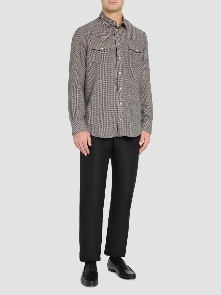 Emporio Armani Men's Micro Houndstooth Western Shirt | Thumbnail 2 Emporio Armani Men's Micro Houndstooth Western Shirt | Thumbnail 2