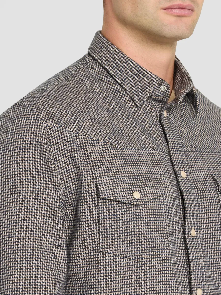 Emporio Armani Men's Micro Houndstooth Western Shirt | Thumbnail 5 Emporio Armani Men's Micro Houndstooth Western Shirt | Thumbnail 5