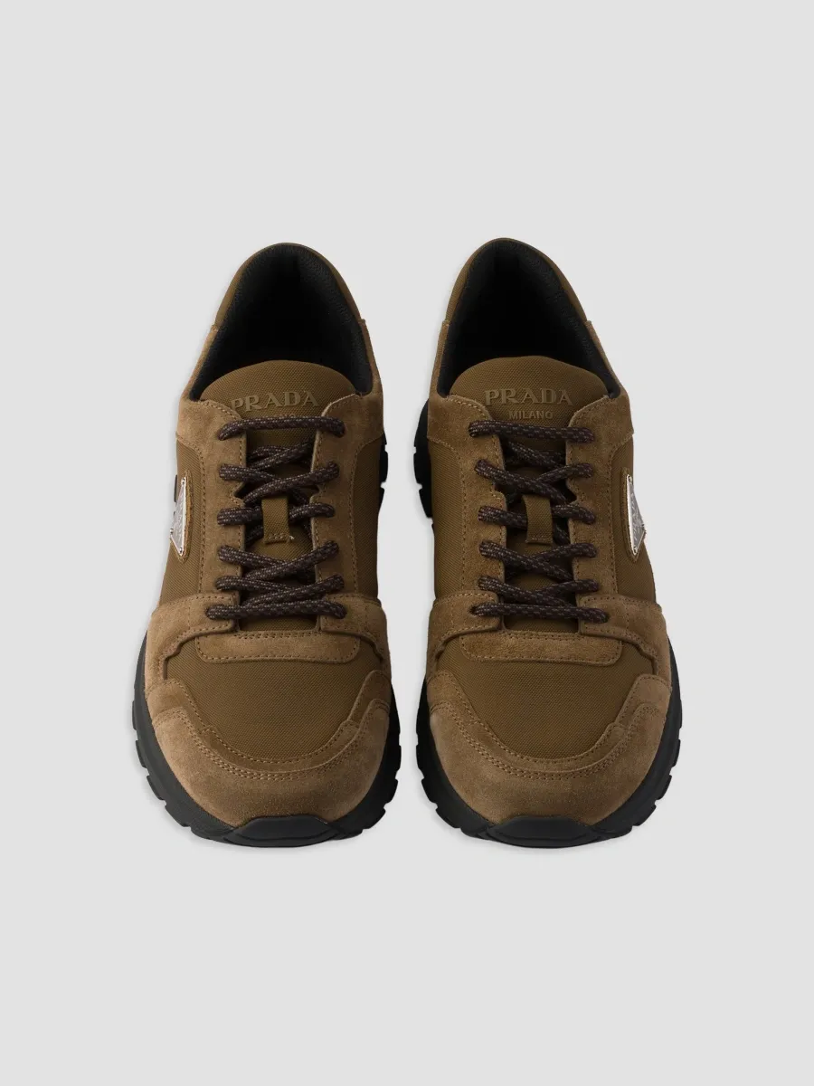 Prada Men's Prax Suede and Re-Nylon Sneakers - Brown | Thumbnail 2 Prada Men's Prax Suede and Re-Nylon Sneakers - Brown | Thumbnail 2