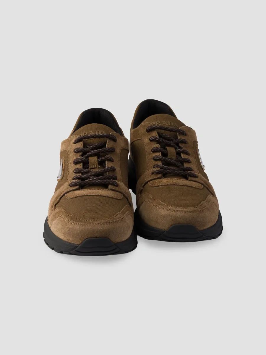 Prada Men's Prax Suede and Re-Nylon Sneakers - Brown | Thumbnail 3 Prada Men's Prax Suede and Re-Nylon Sneakers - Brown | Thumbnail 3