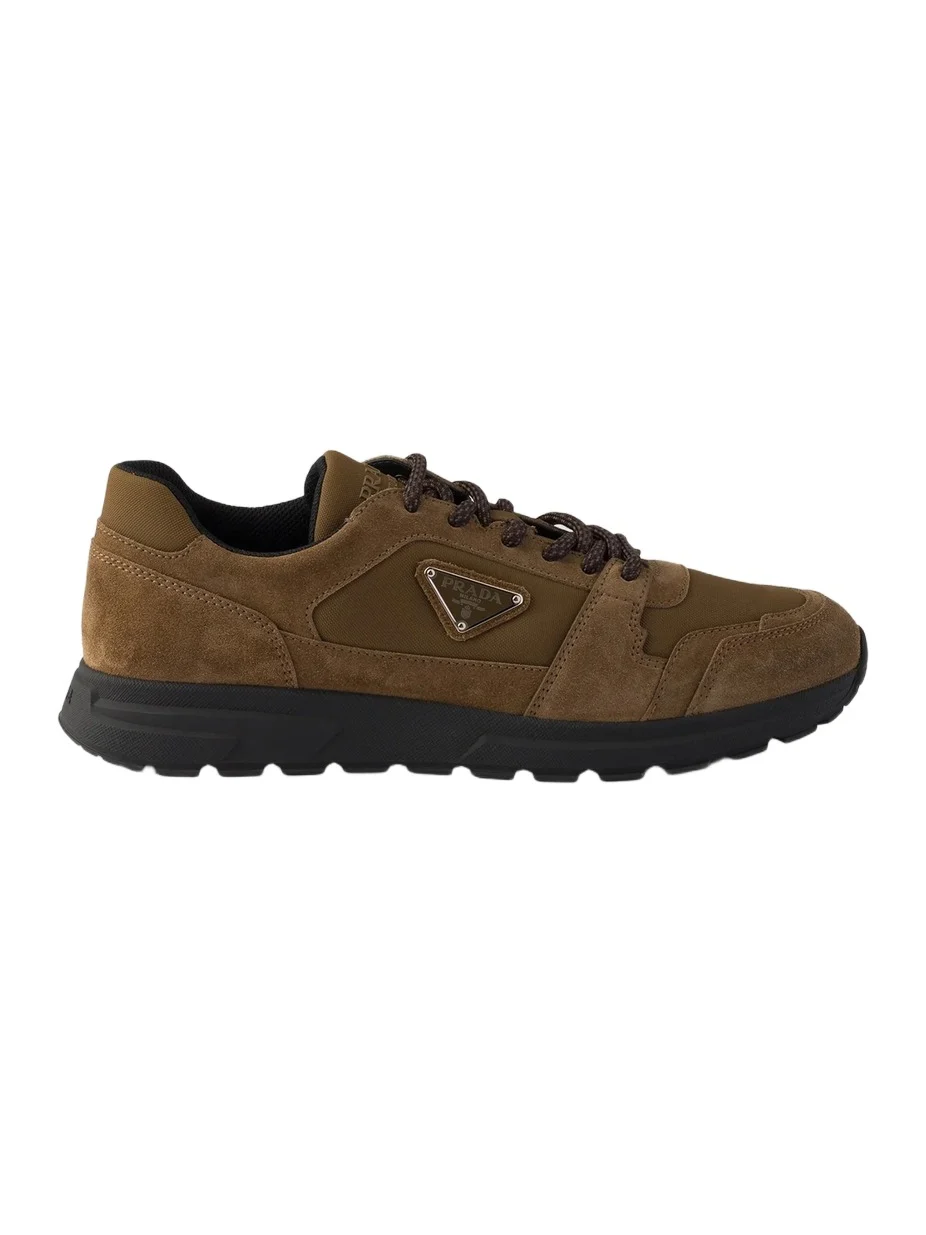Prada Men's Prax Suede and Re-Nylon Sneakers - Brown