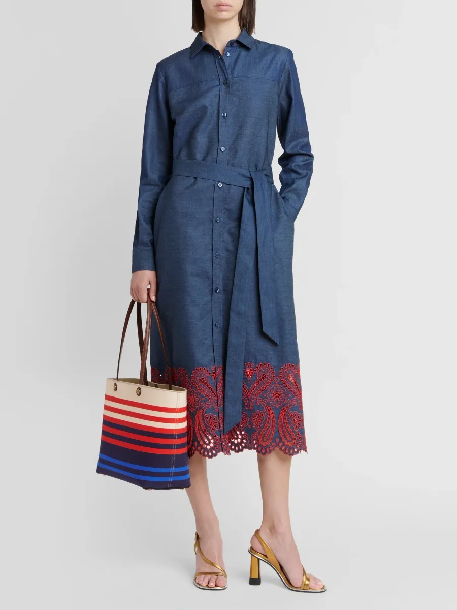 Etro Women's Sangallo Embroidered Cotton-Blend Self-Belt Midi Shirtdress | Thumbnail 2 Etro Women's Sangallo Embroidered Cotton-Blend Self-Belt Midi Shirtdress | Thumbnail 2