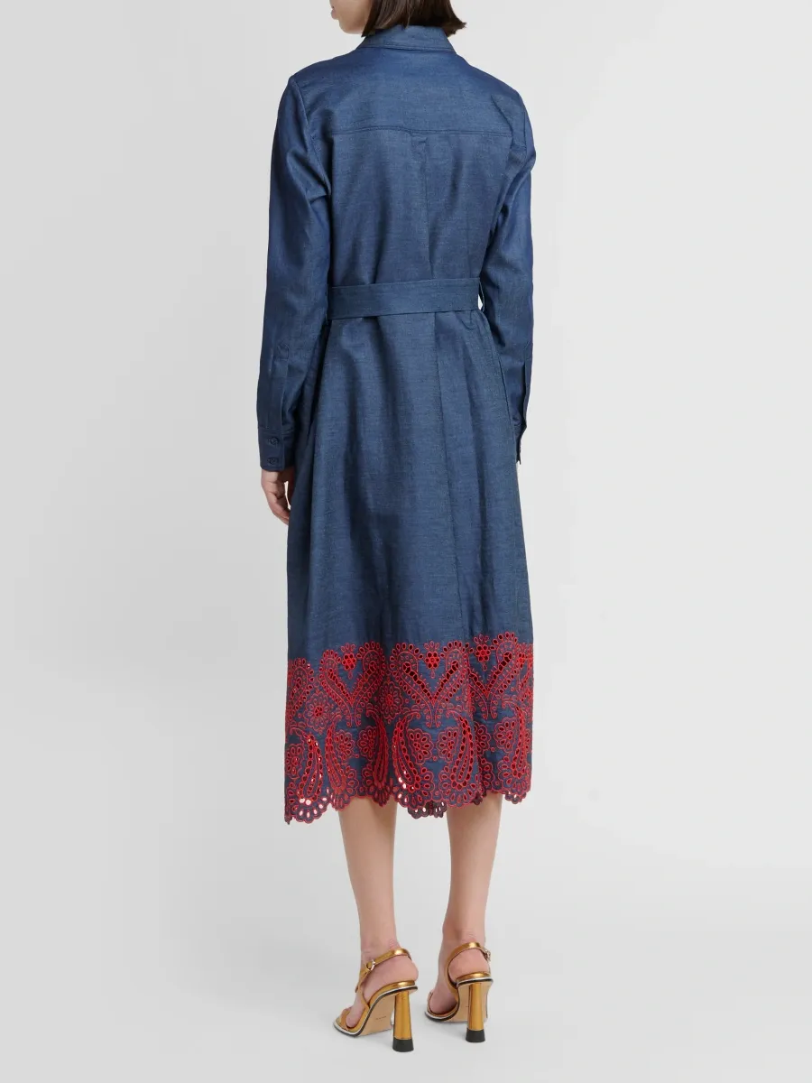 Etro Women's Sangallo Embroidered Cotton-Blend Self-Belt Midi Shirtdress | Thumbnail 3 Etro Women's Sangallo Embroidered Cotton-Blend Self-Belt Midi Shirtdress | Thumbnail 3