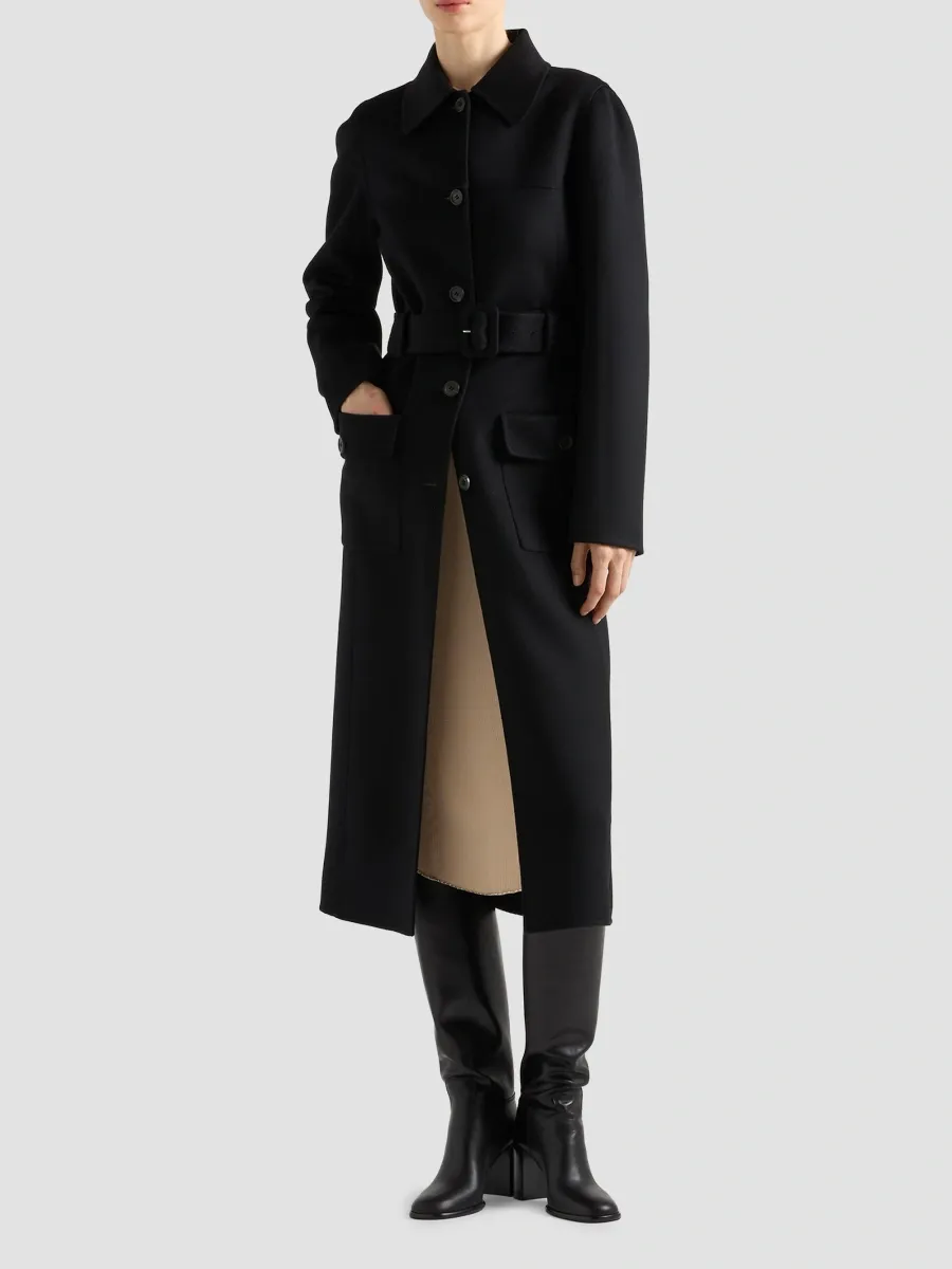 Prada Women's Single-Breasted Double Cloth Overcoat | Thumbnail 2 Prada Women's Single-Breasted Double Cloth Overcoat | Thumbnail 2