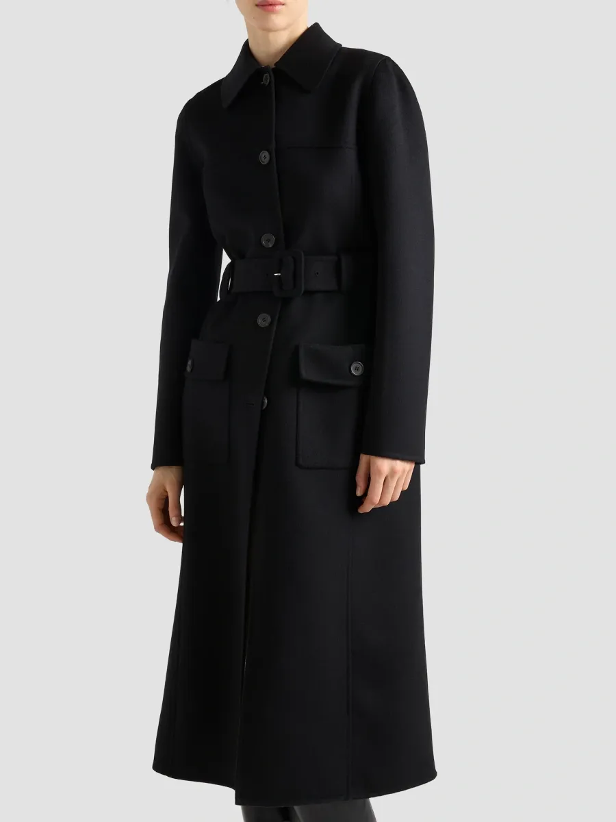 Prada Women's Single-Breasted Double Cloth Overcoat | Thumbnail 3 Prada Women's Single-Breasted Double Cloth Overcoat | Thumbnail 3