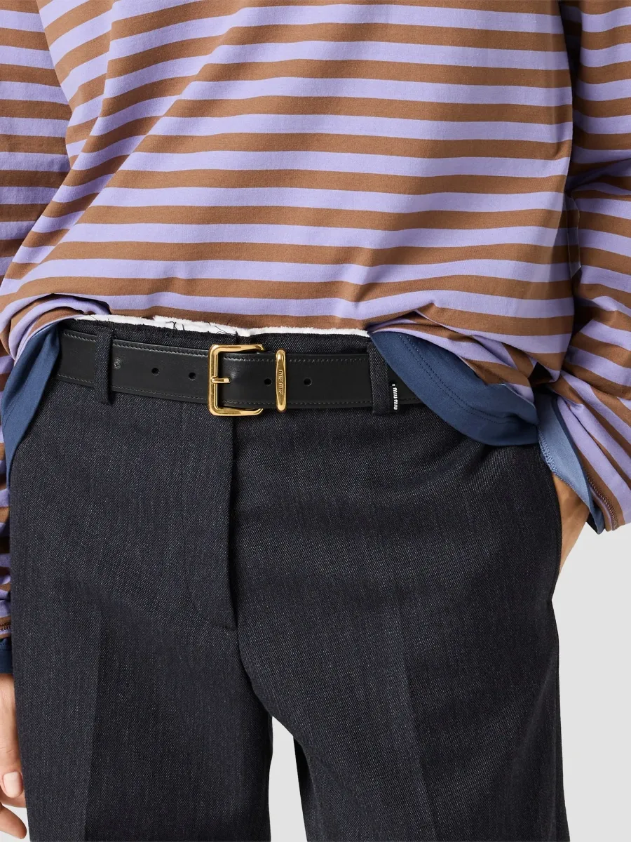 Miu Miu Women's Striped Jersey T-Shirt | Thumbnail 5 Miu Miu Women's Striped Jersey T-Shirt | Thumbnail 5