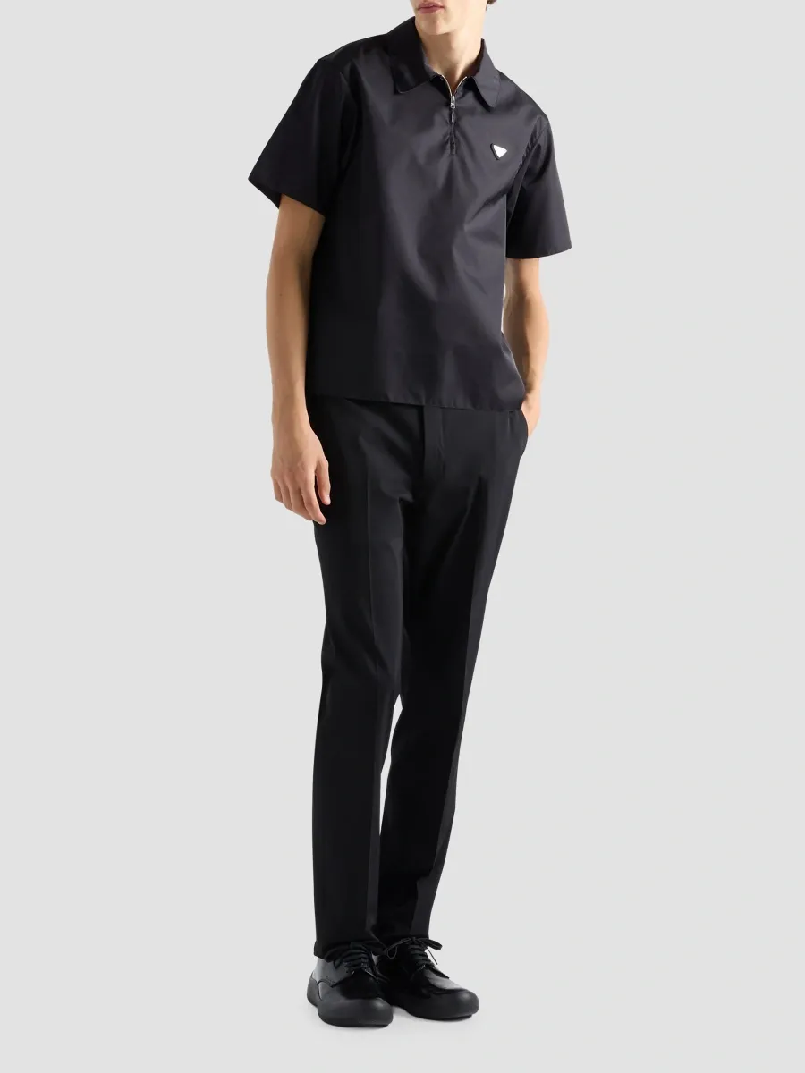 Prada Men's Short-Sleeved Re-Nylon Polo Shirt | Thumbnail 2 Prada Men's Short-Sleeved Re-Nylon Polo Shirt | Thumbnail 2