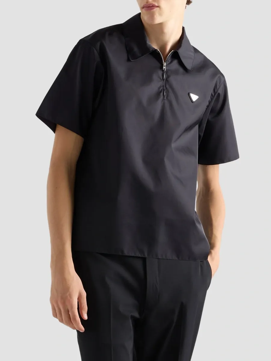 Prada Men's Short-Sleeved Re-Nylon Polo Shirt | Thumbnail 3 Prada Men's Short-Sleeved Re-Nylon Polo Shirt | Thumbnail 3