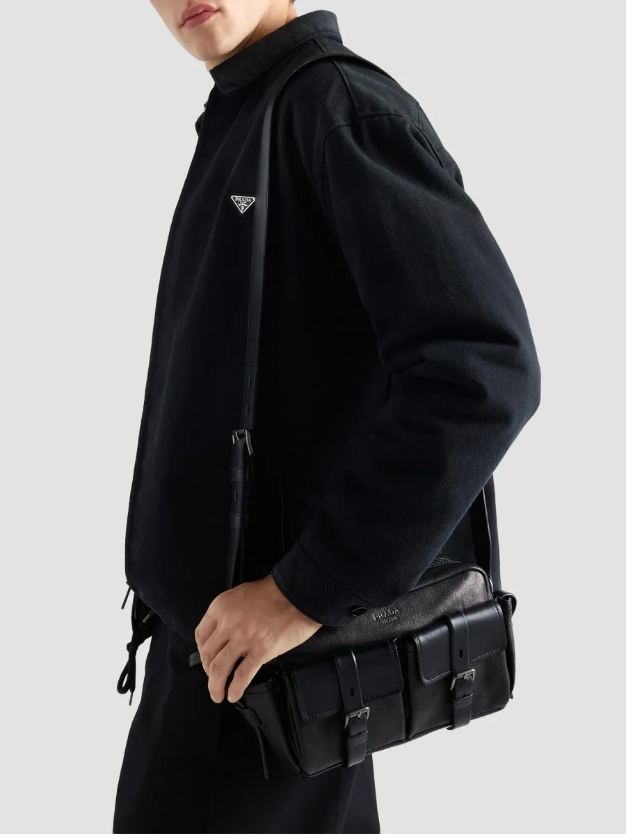 Prada Men's Route Leather Shoulder Bag | Thumbnail 3