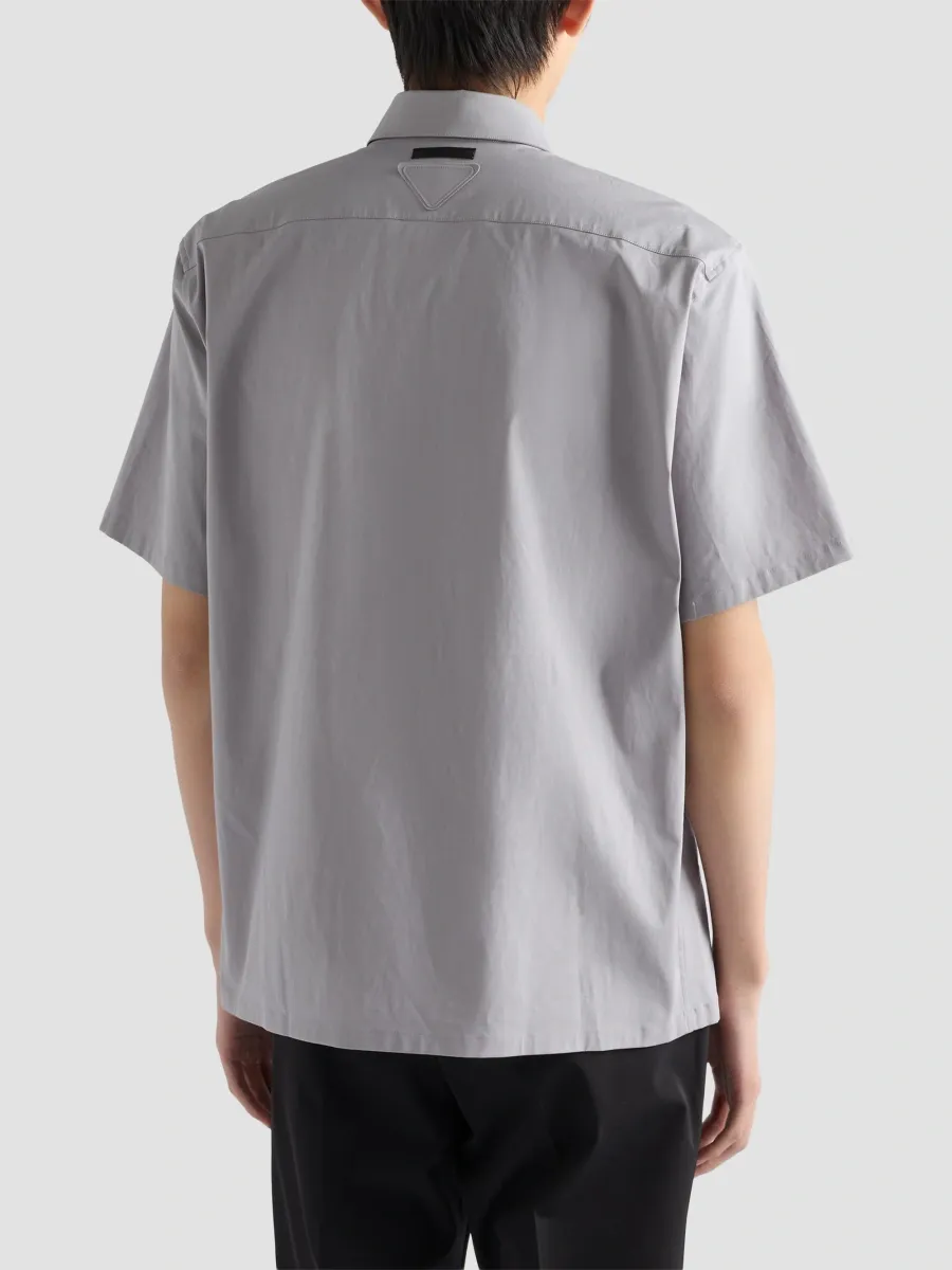 Prada Men's Short-Sleeved Stretch Cotton Shirt | Thumbnail 4