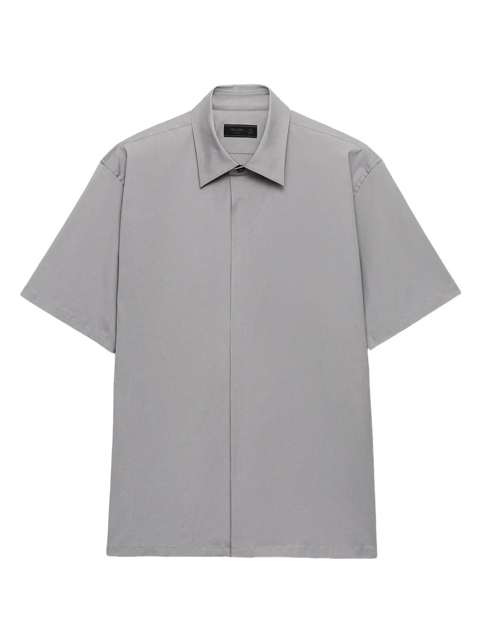 Prada Men's Short-Sleeved Stretch Cotton Shirt