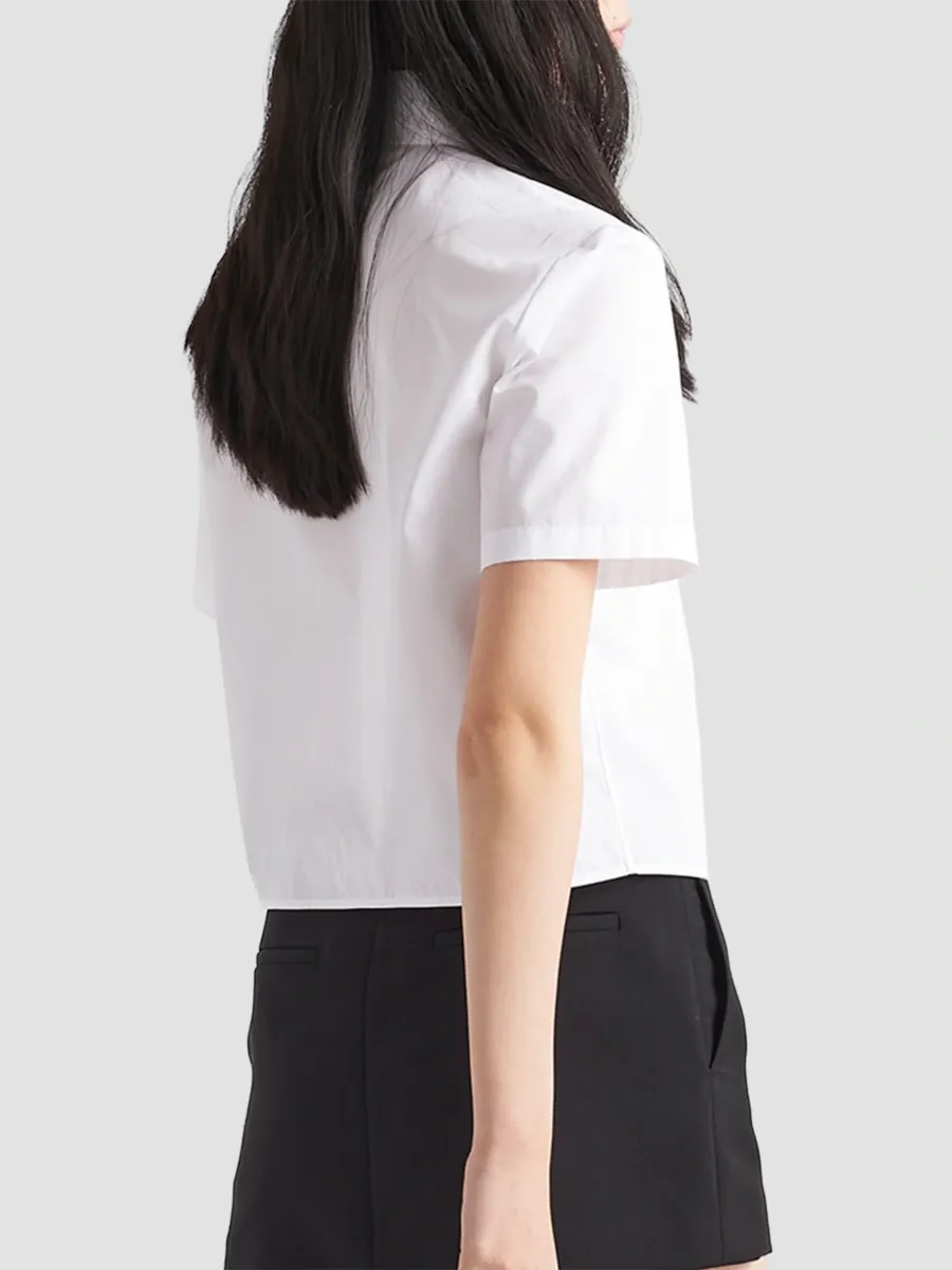 Prada Women's Short-Sleeved Cotton Poplin Shirt | Thumbnail 4