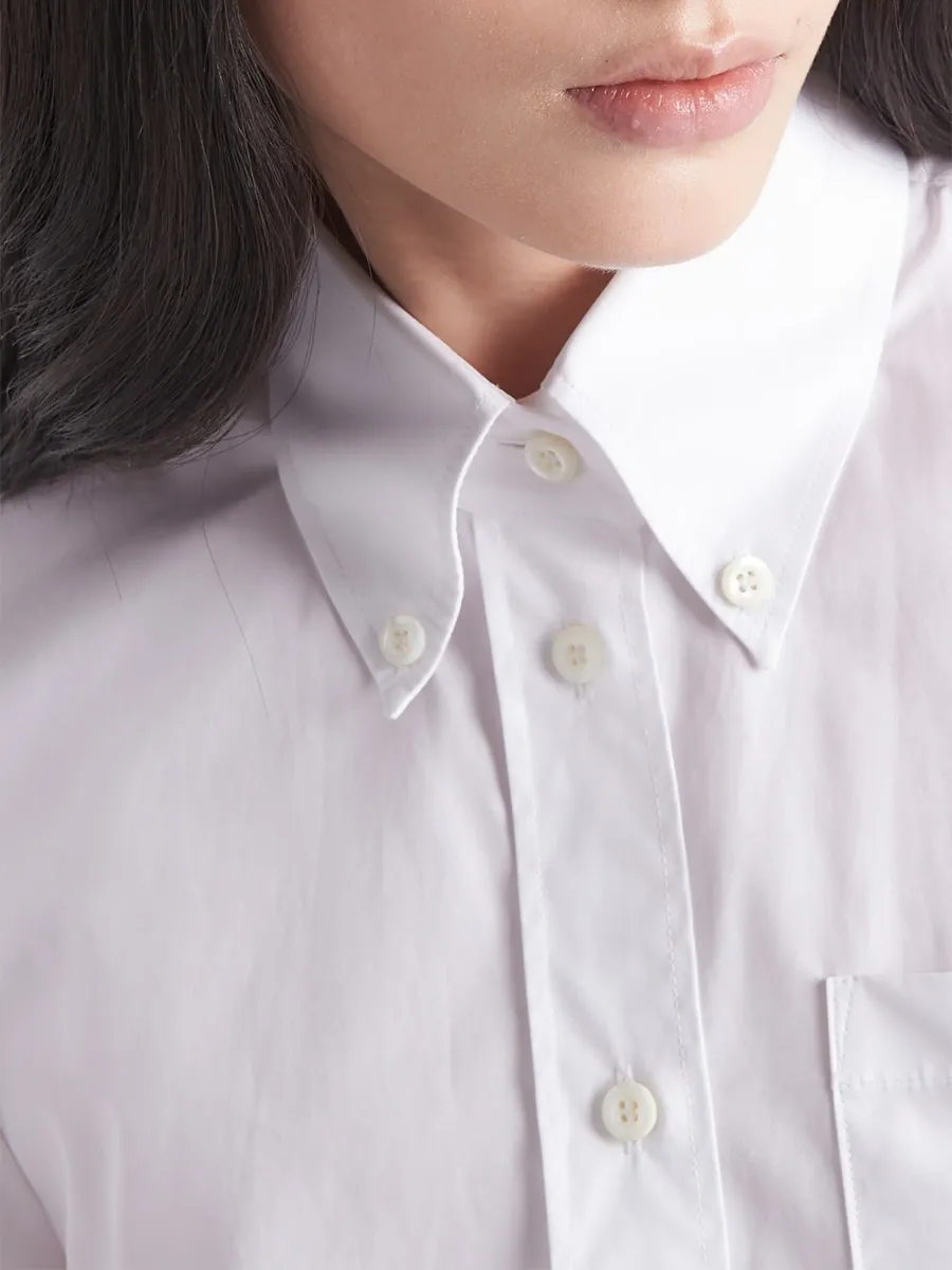 Prada Women's Short-Sleeved Cotton Poplin Shirt | Thumbnail 5