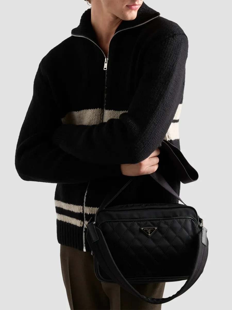 Prada Men's Re-Nylon and Leather Shoulder Bag | Thumbnail 2 Prada Men's Re-Nylon and Leather Shoulder Bag | Thumbnail 2