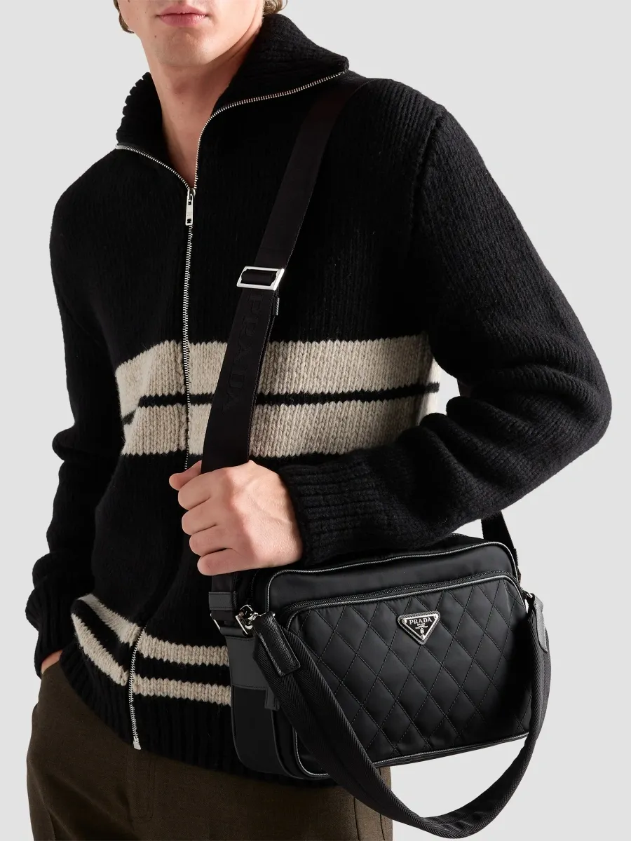 Prada Men's Re-Nylon and Leather Shoulder Bag | Thumbnail 3 Prada Men's Re-Nylon and Leather Shoulder Bag | Thumbnail 3