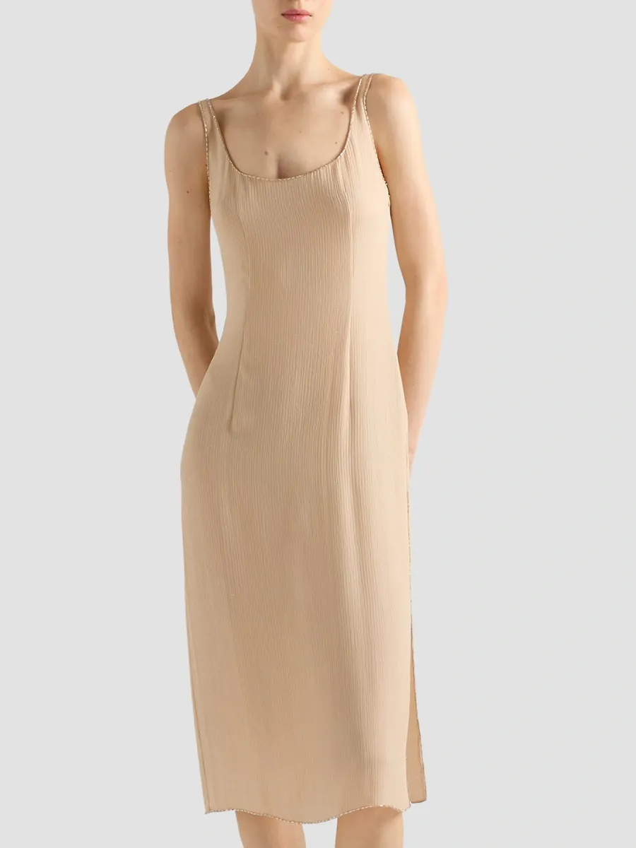 Prada Women's Embroidered Triple Chiffon Dress | Thumbnail 2 Prada Women's Embroidered Triple Chiffon Dress | Thumbnail 2