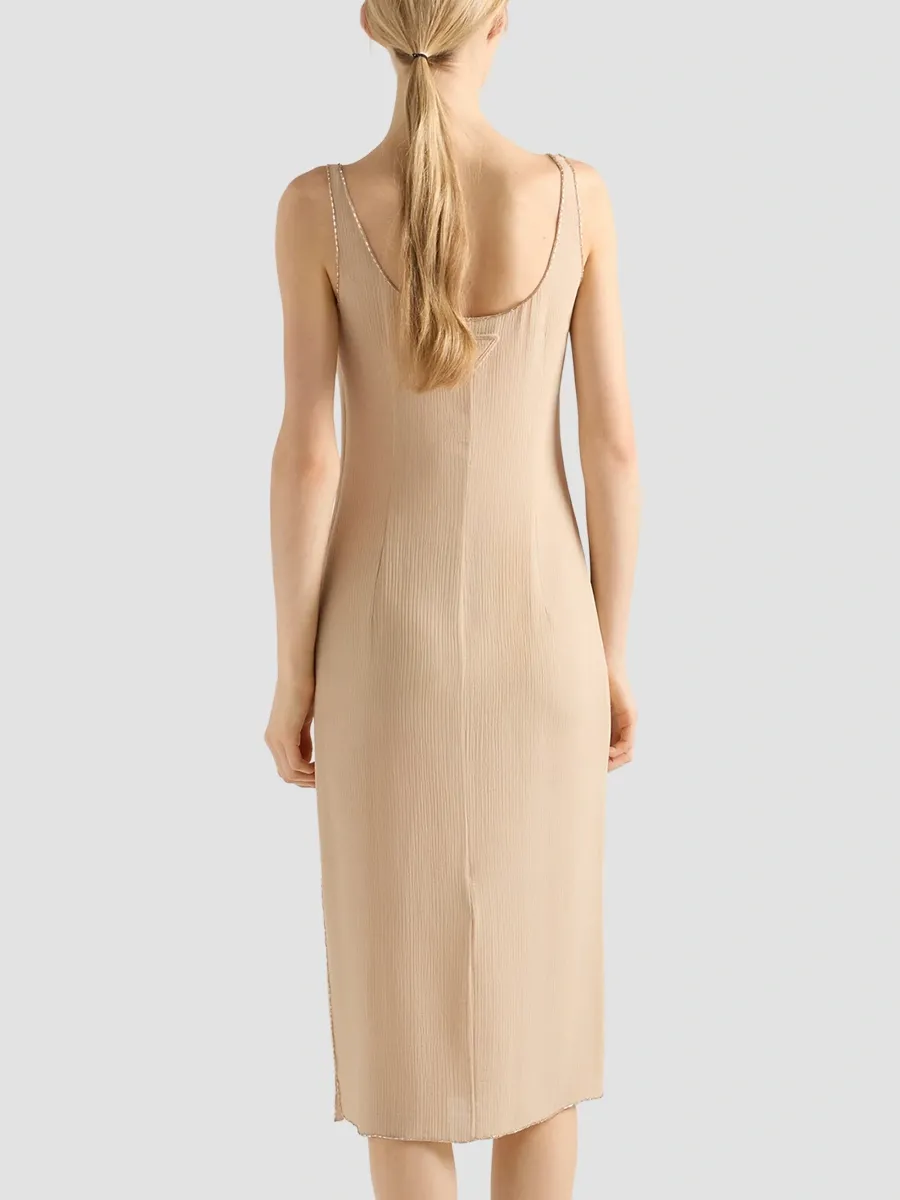 Prada Women's Embroidered Triple Chiffon Dress | Thumbnail 3 Prada Women's Embroidered Triple Chiffon Dress | Thumbnail 3