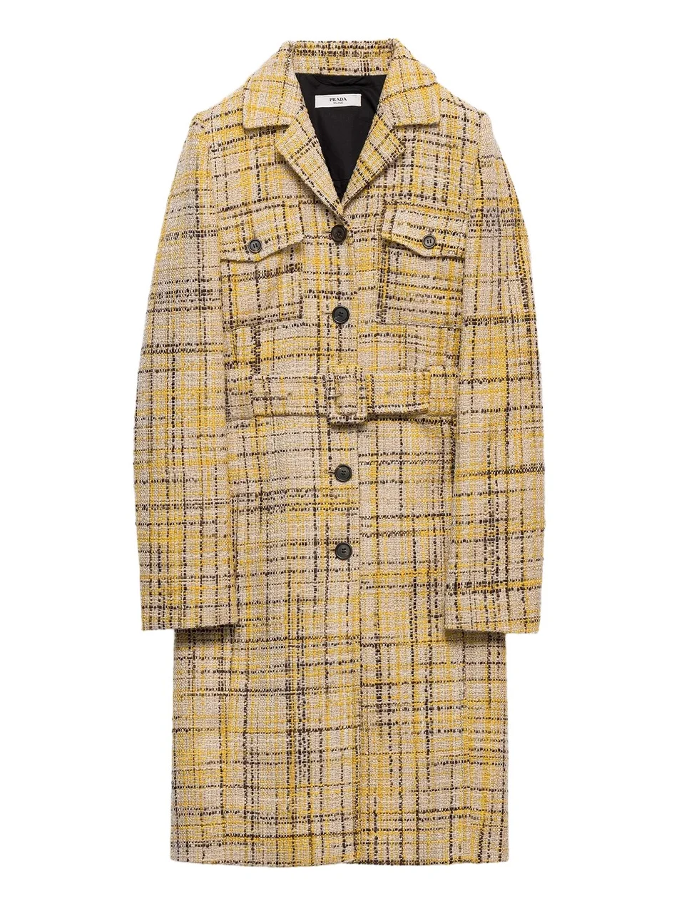 Prada Men's Single-Breasted Tweed Coat