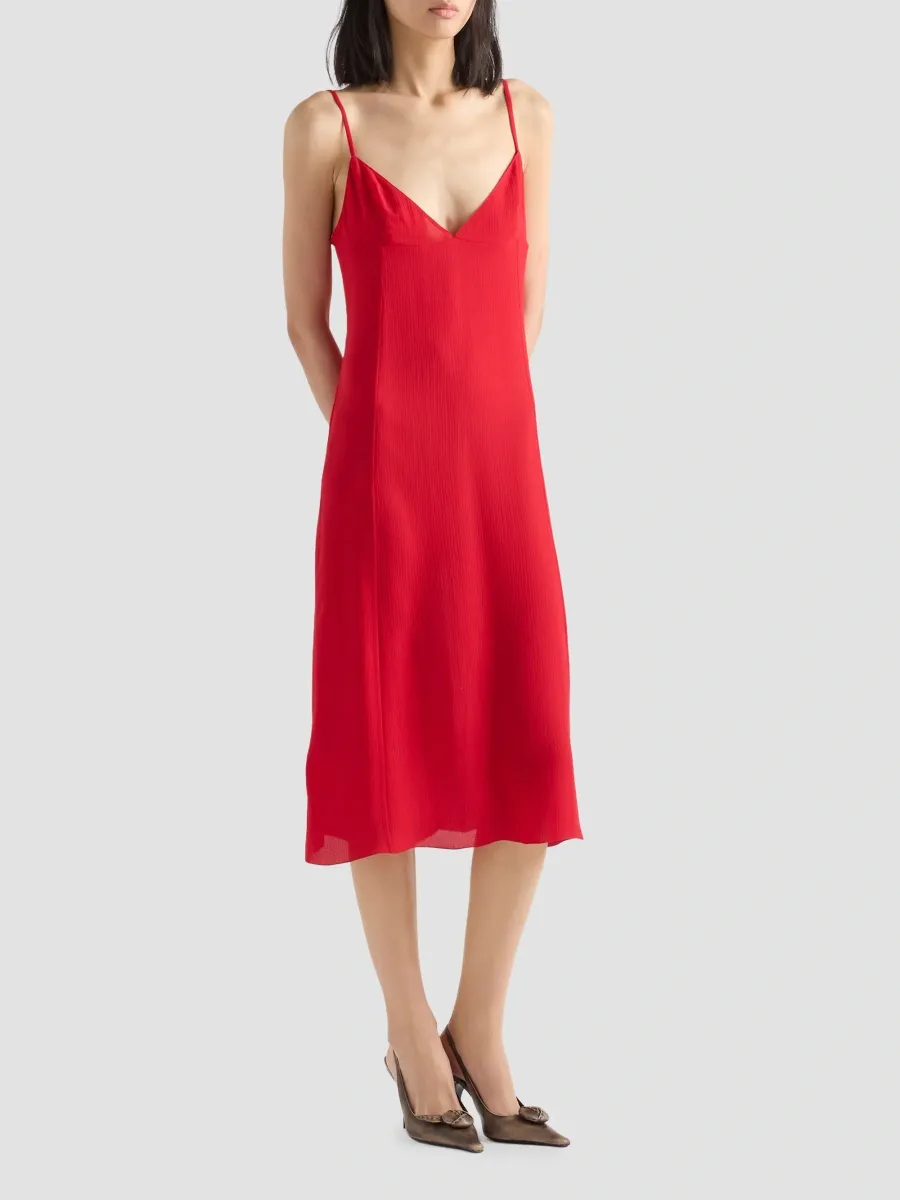 Prada Women's Embroidered Triple Chiffon Slip Dress | Thumbnail 2 Prada Women's Embroidered Triple Chiffon Slip Dress | Thumbnail 2
