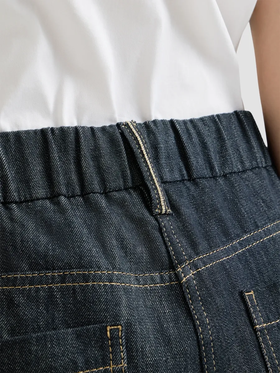 Brunello Cucinelli Women's Cotton Denim-Effect Twill Shorts with Monili - Denim | Thumbnail 5