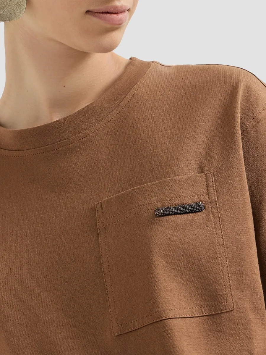 Brunello Cucinelli Women's Cotton Jersey T-Shirt with Shiny Tab - Dattero | Thumbnail 5 Brunello Cucinelli Women's Cotton Jersey T-Shirt with Shiny Tab - Dattero | Thumbnail 5
