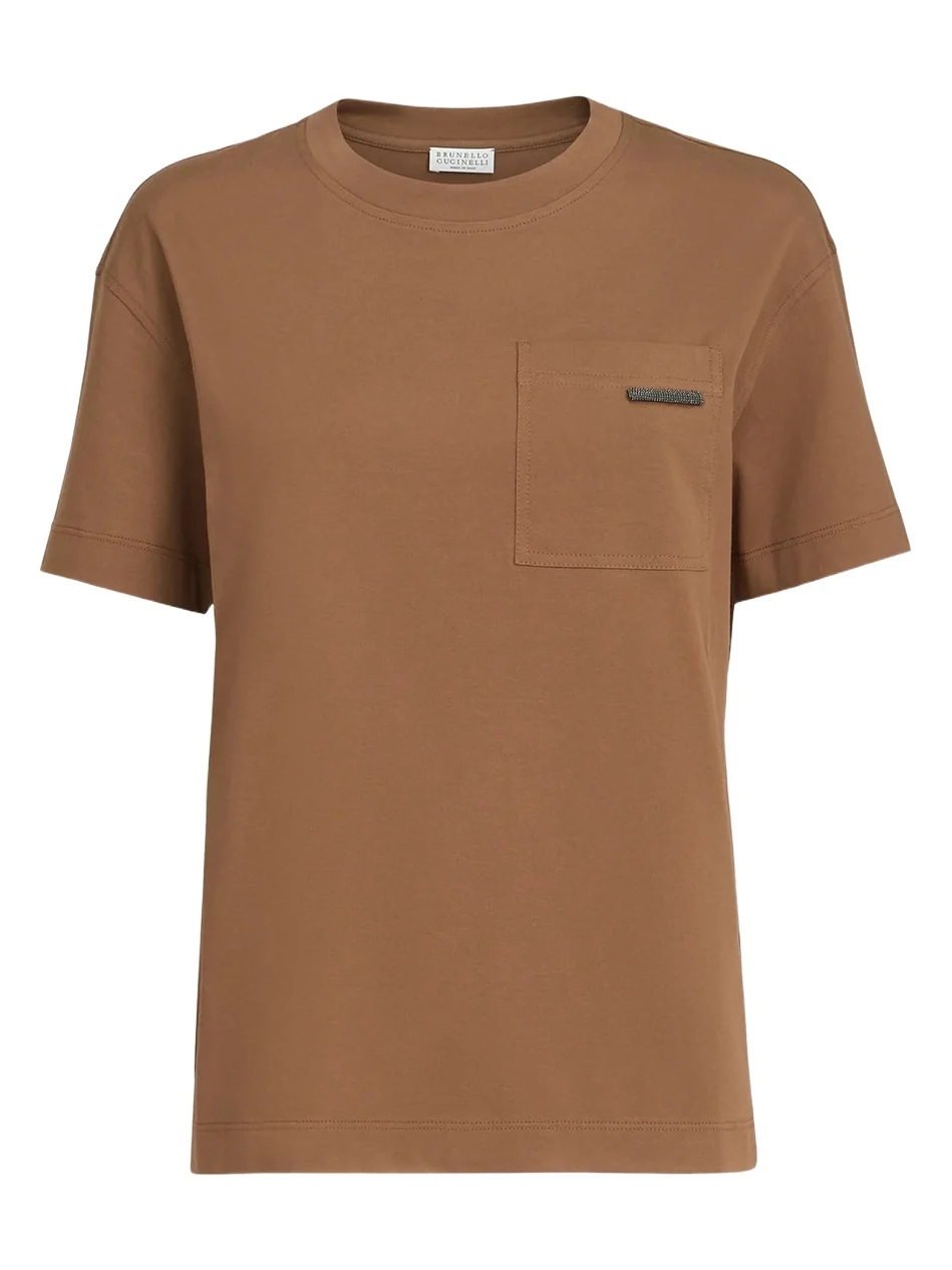 Women's Cotton Jersey T-Shirt with Shiny Tab - Dattero