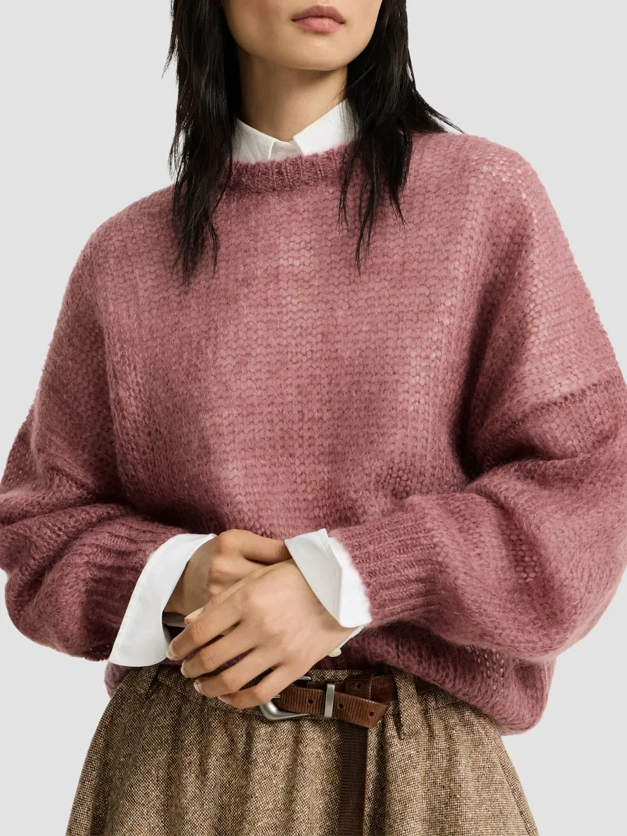 Brunello Cucinelli Women's Sparkling Mohair Sweater with Monili - Purple | Thumbnail 4 Brunello Cucinelli Women's Sparkling Mohair Sweater with Monili - Purple | Thumbnail 4