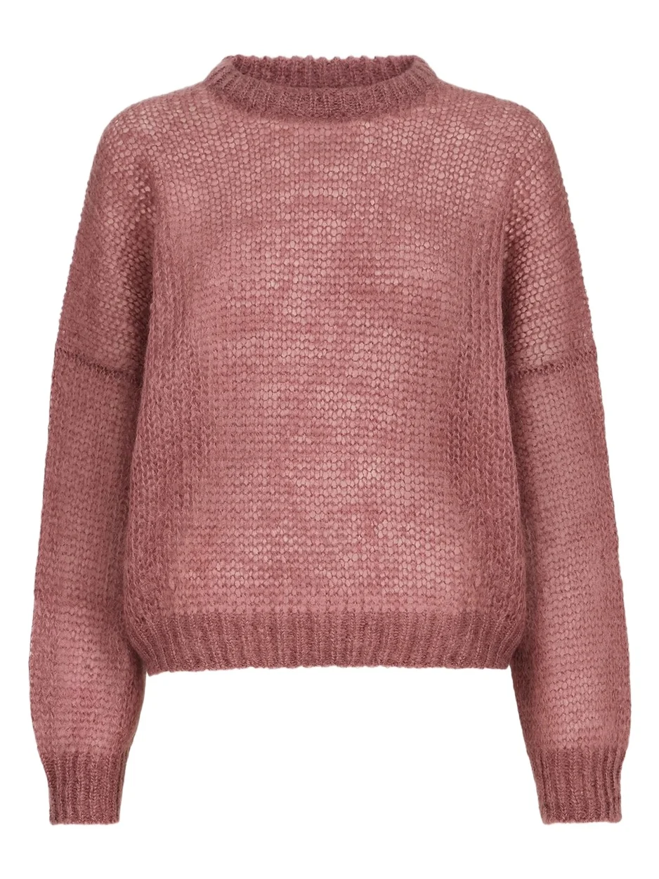 Women's Sparkling Mohair Sweater with Monili - Purple