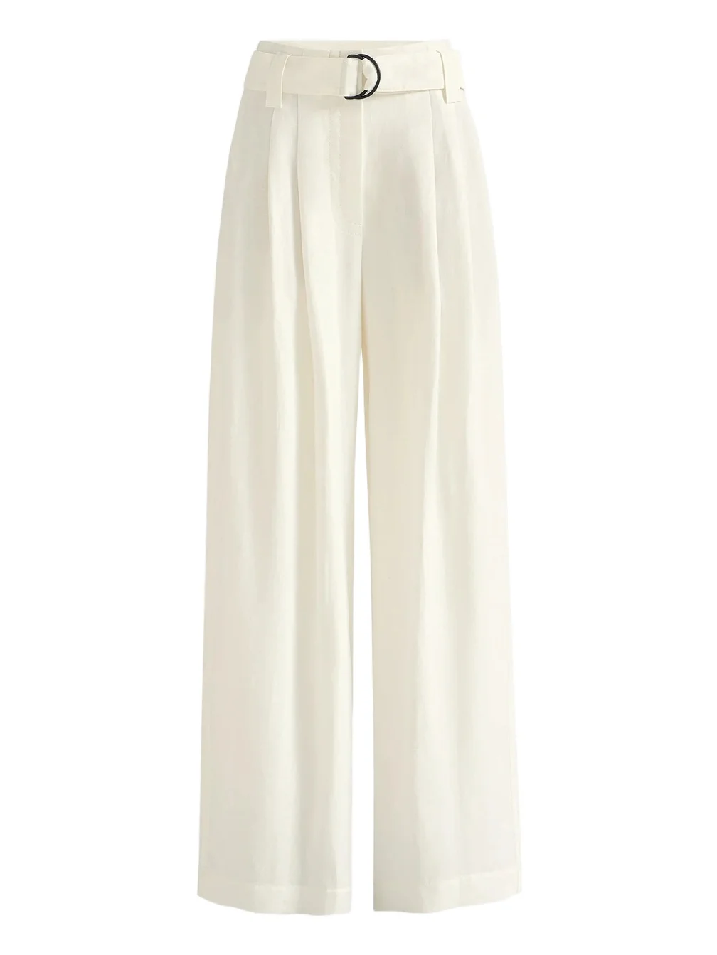 Brunello Cucinelli Women's Viscose And Linen Fluid Twill Belted Loose Trousers With Monili - White