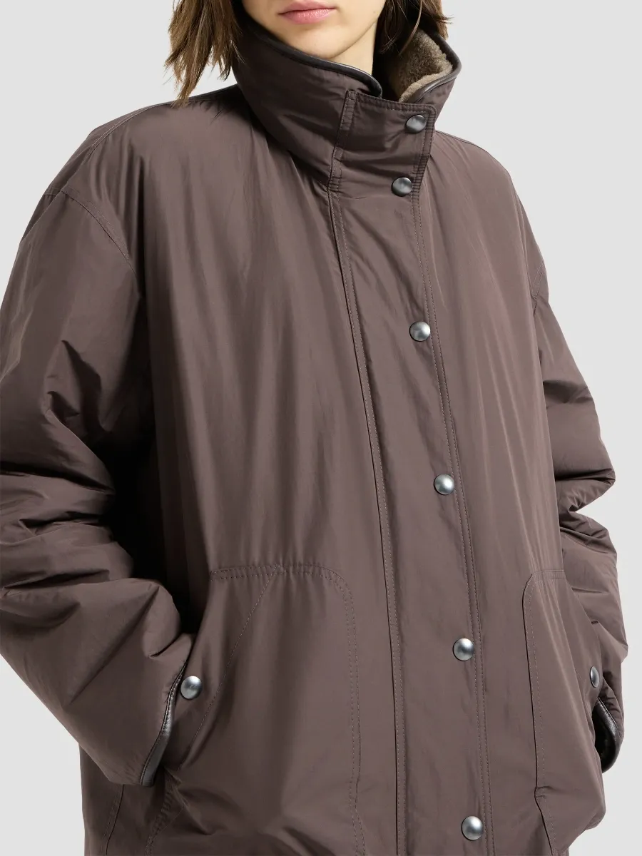 Brunello Cucinelli Women's Reversible Shearling Coat with Monili - Brown | Thumbnail 5 Brunello Cucinelli Women's Reversible Shearling Coat with Monili - Brown | Thumbnail 5