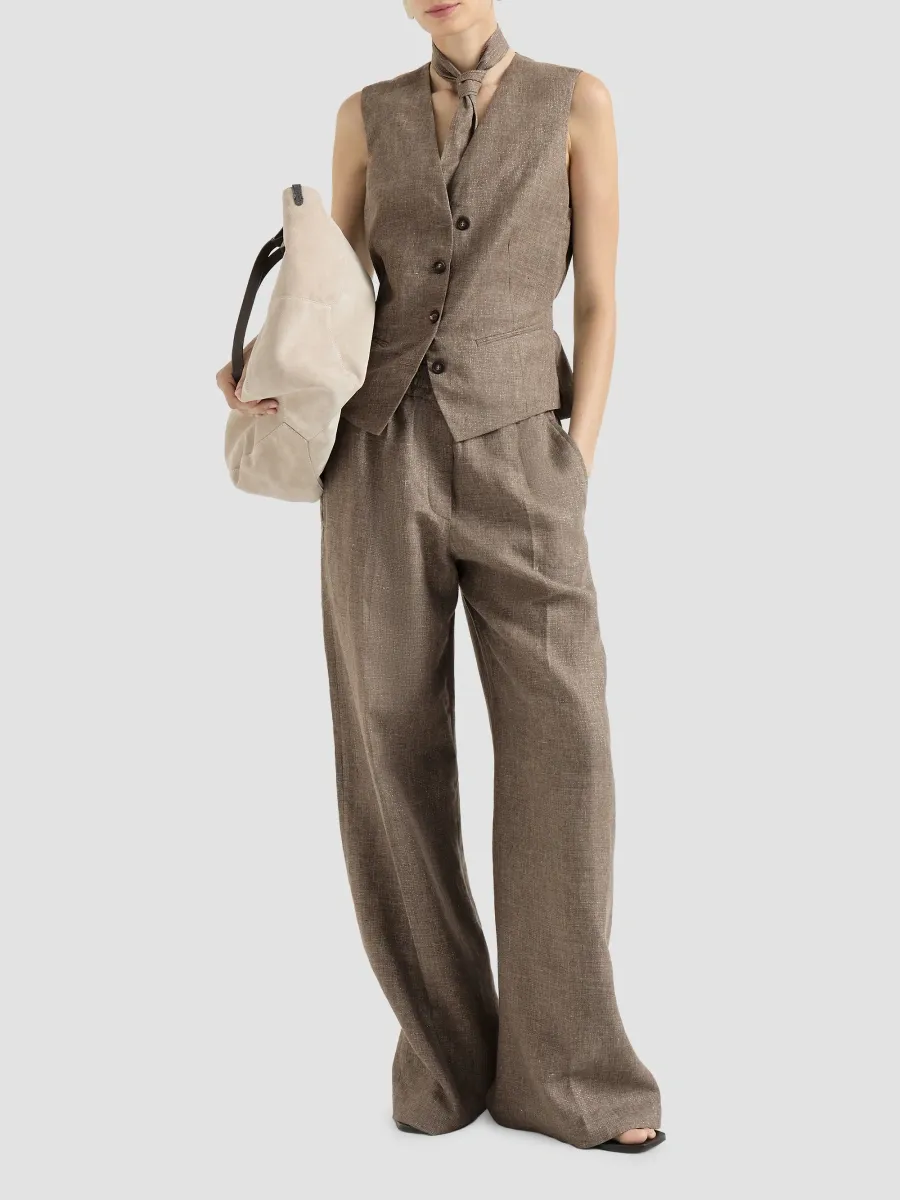 Brunello Cucinelli Women's Sparkling Linen Gilet | Thumbnail 2