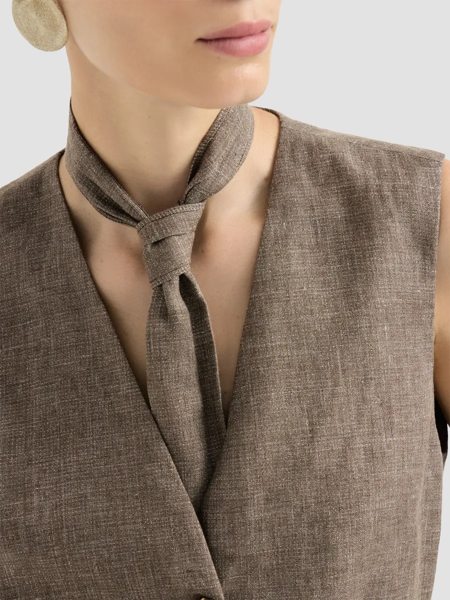 Brunello Cucinelli Women's Sparkling Linen Gilet | Thumbnail 6