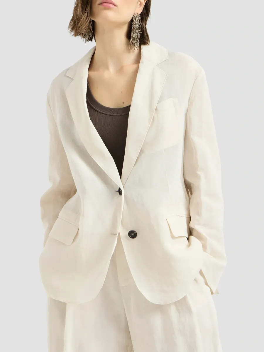 Brunello Cucinelli Women's Cotton Organza Blazer with Monili - Milk | Thumbnail 3