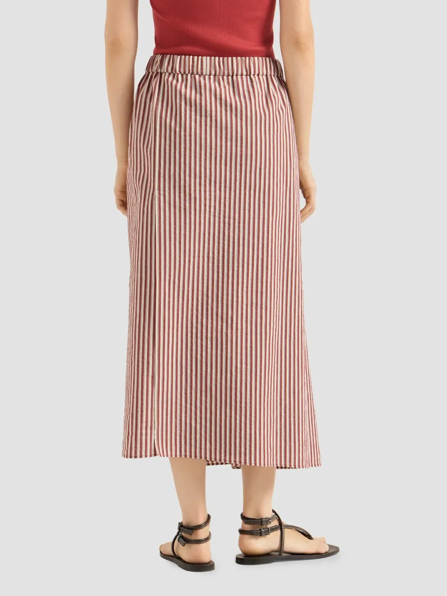 Brunello Cucinelli Women's Striped Wrinkled Poplin Sarong Skirt | Thumbnail 4 Brunello Cucinelli Women's Striped Wrinkled Poplin Sarong Skirt | Thumbnail 4